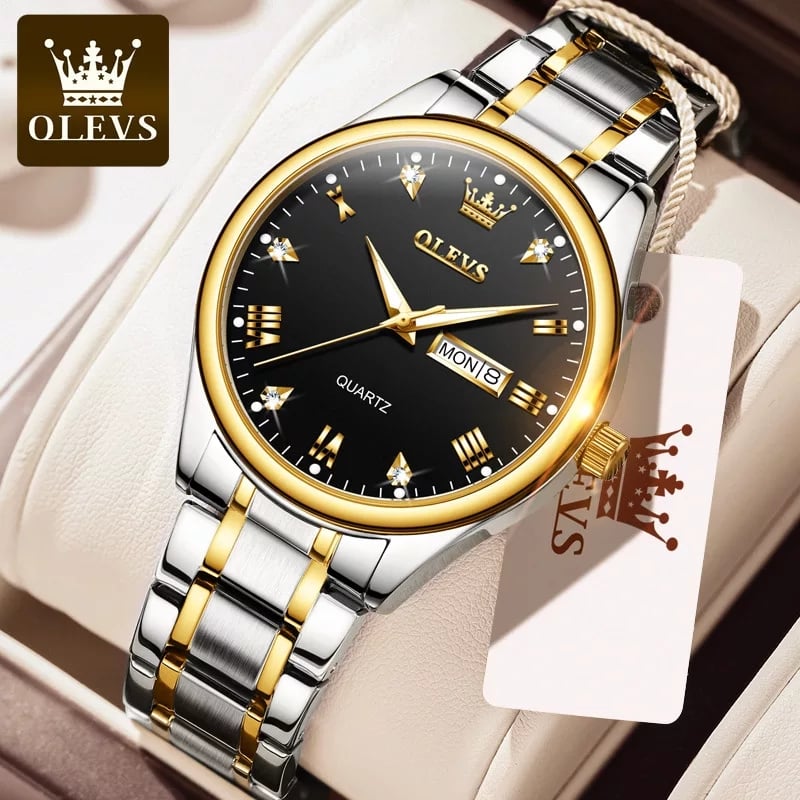 Olevs Luxury Men’s Quartz Watch(Black -White) (MS)