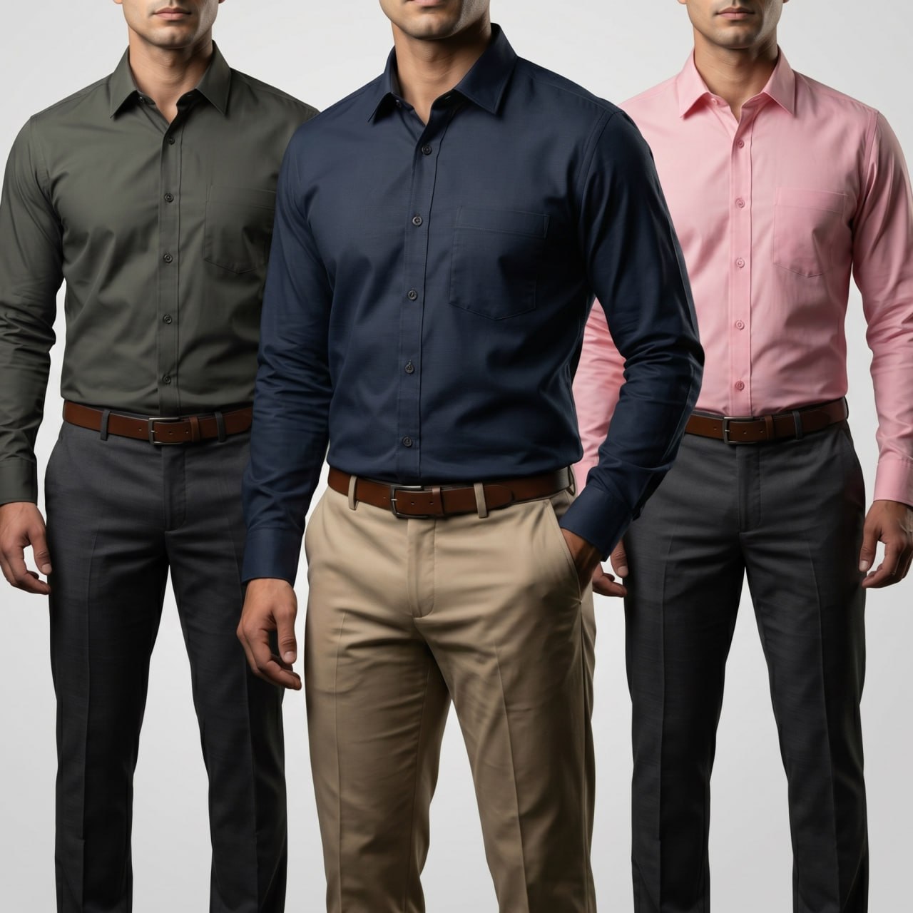 Premium Formal Full Sleeve Solid Shirt - 3 pcs