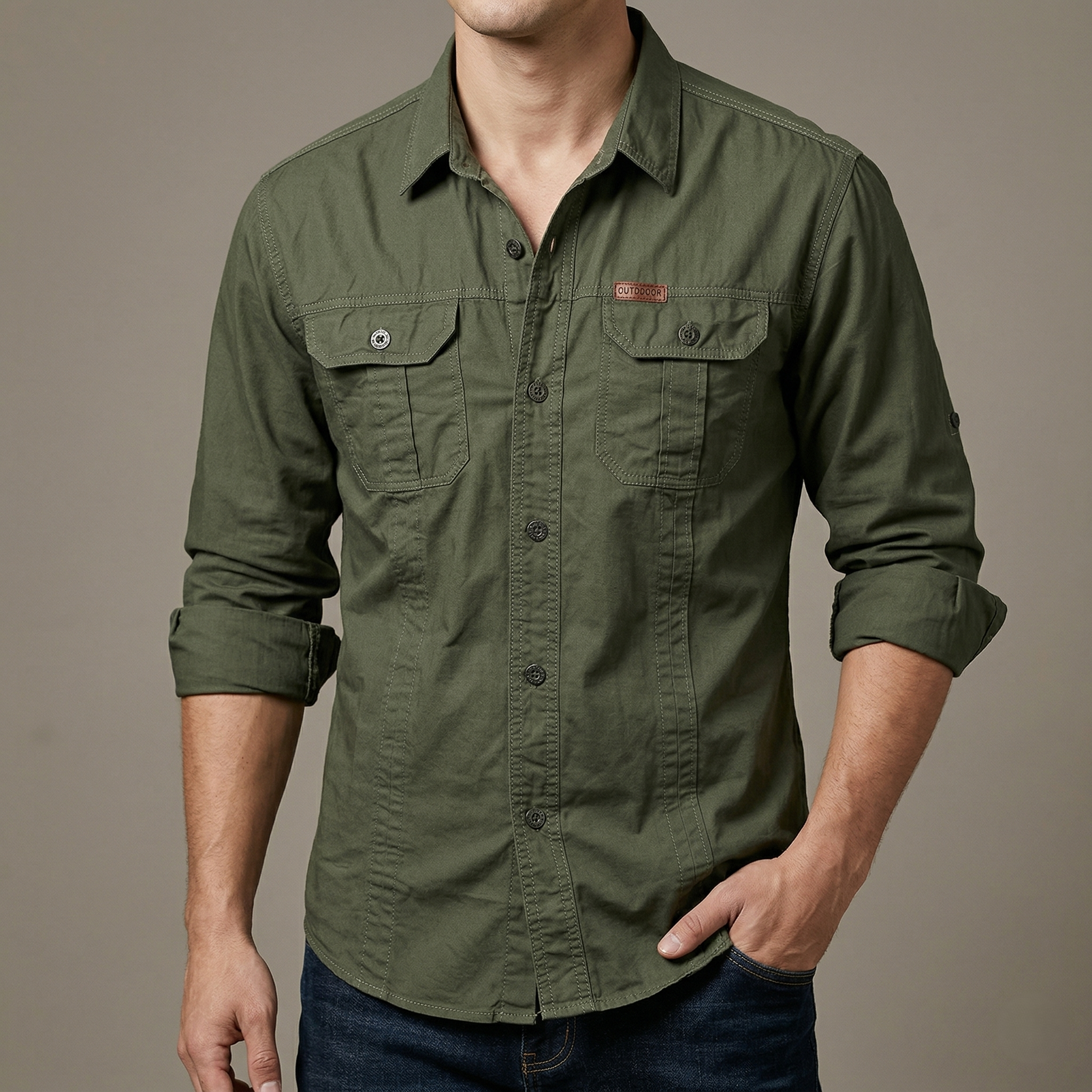 Full sleeves double pocket panel Shirt