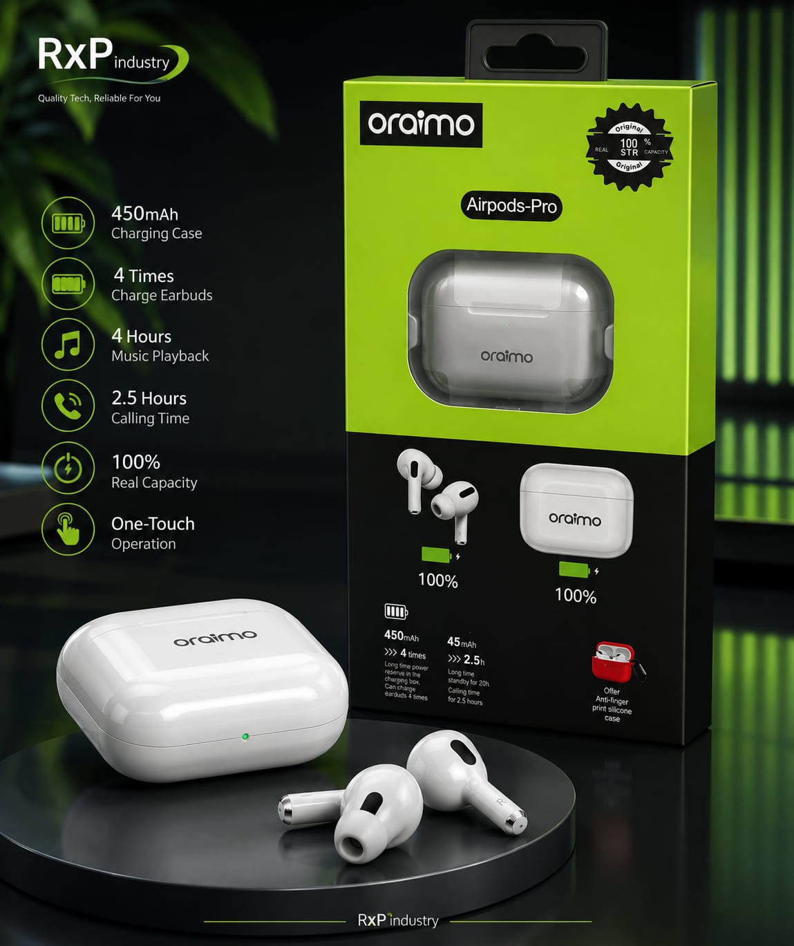 Oraimo Airpods Pro TWS Wireless Earbuds ENC Touch Control