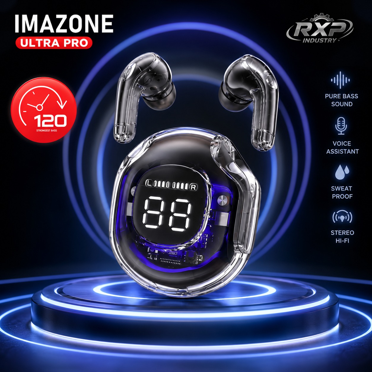 IMAZONE Ultra Pro True Wireless Bluetooth Earbuds with LED Display Charging Case – TWS Earphones for Android & iPhone