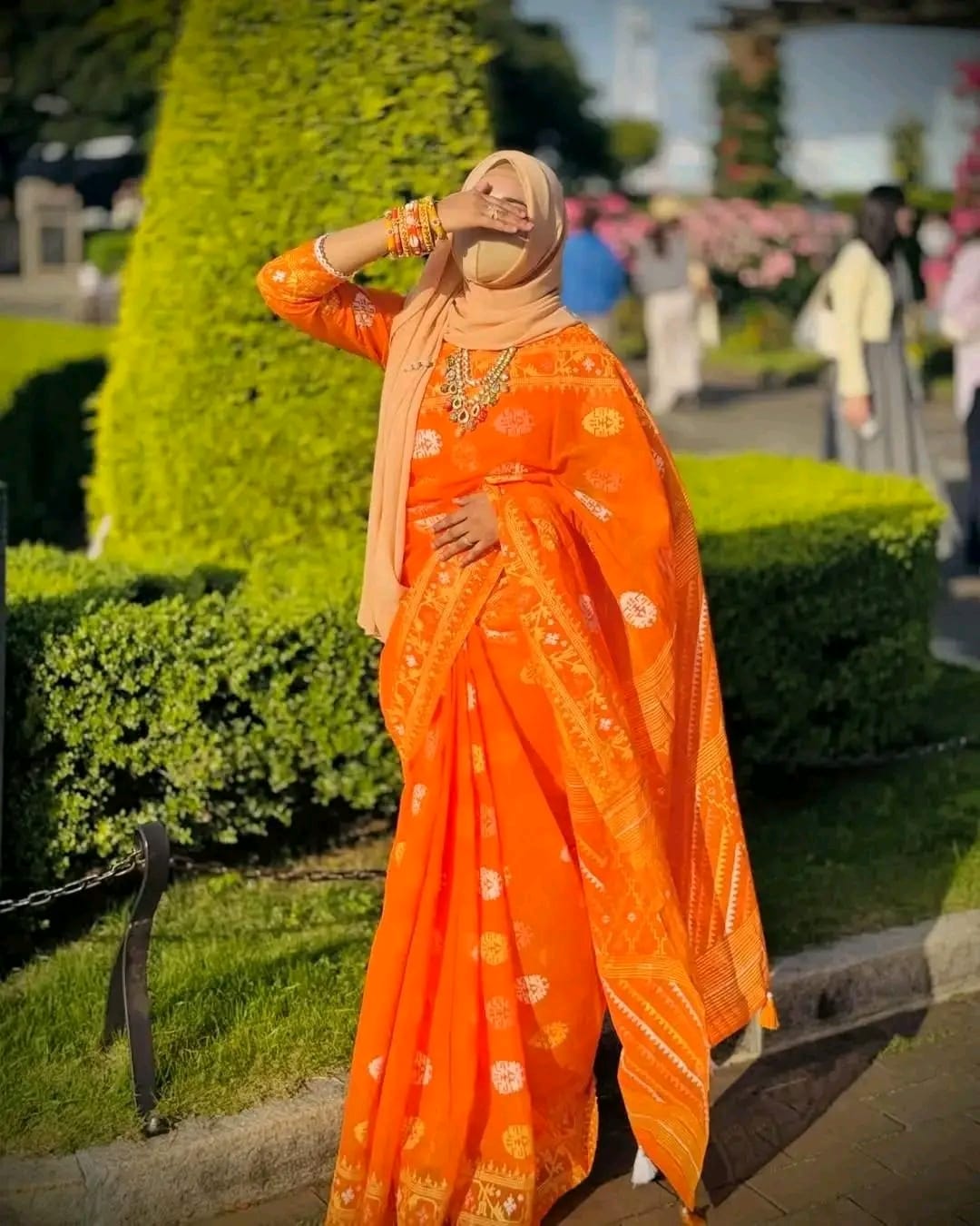 Half Silk Screen Print Saree