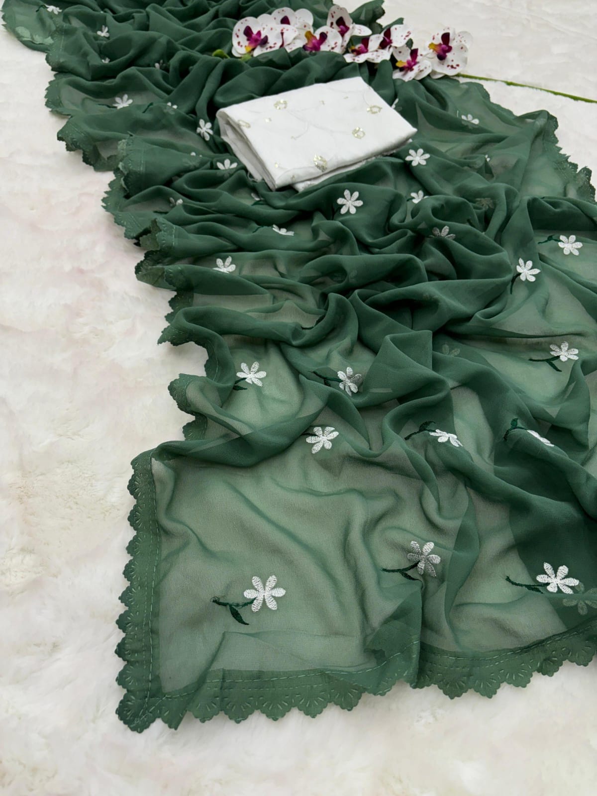Georgette Sharee With Blouse Piece