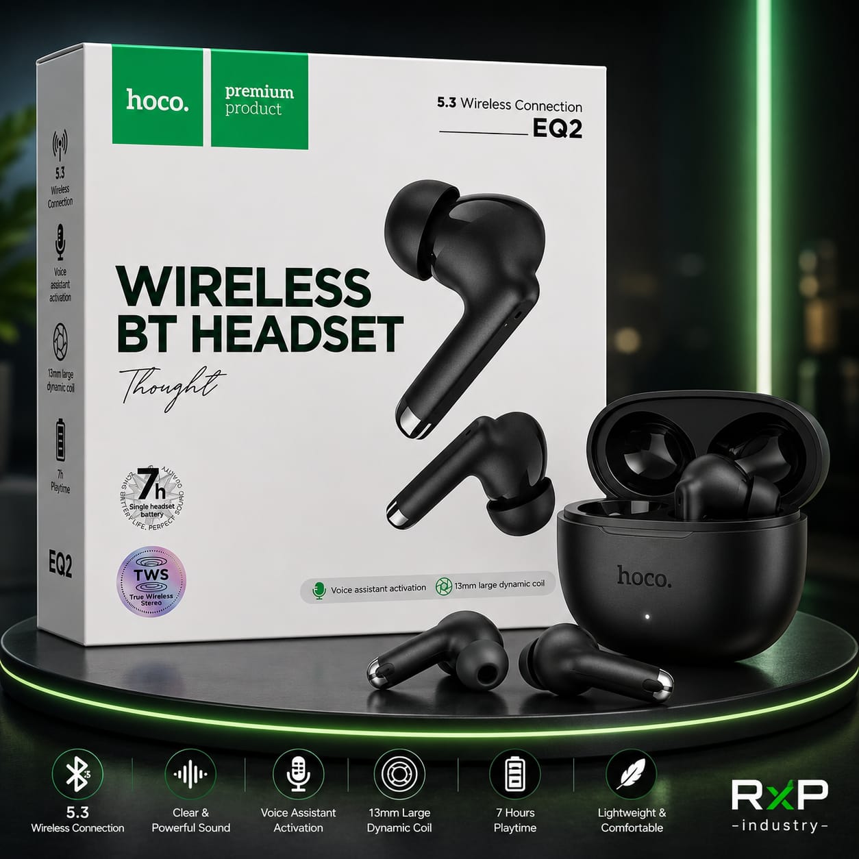 HOCO EQ2 Bluetooth 5.3 TWS Wireless Earbuds Black
