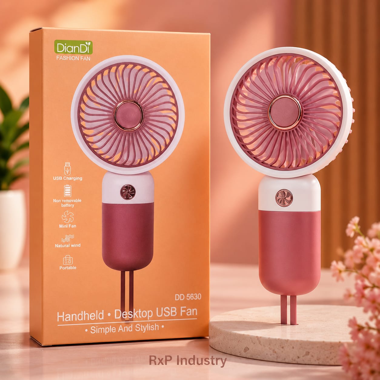 DianDi DD5630 Handheld Desktop USB Rechargeable Mini Fan – Portable Cooling Fan