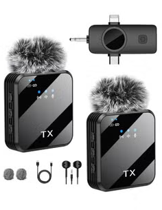 F11-2 3in 1 Wireless Collar Microphone for iPhone/Android/Type C