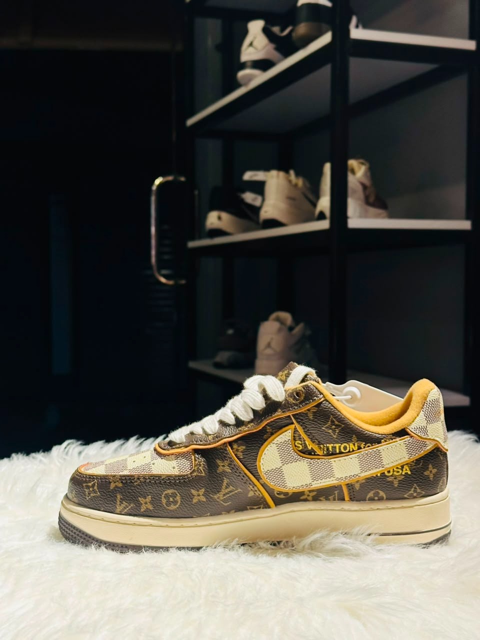 Nike Air Force 1 Low Custom Premium Sneakers - Louis Vuitton Damier Monogram Edition