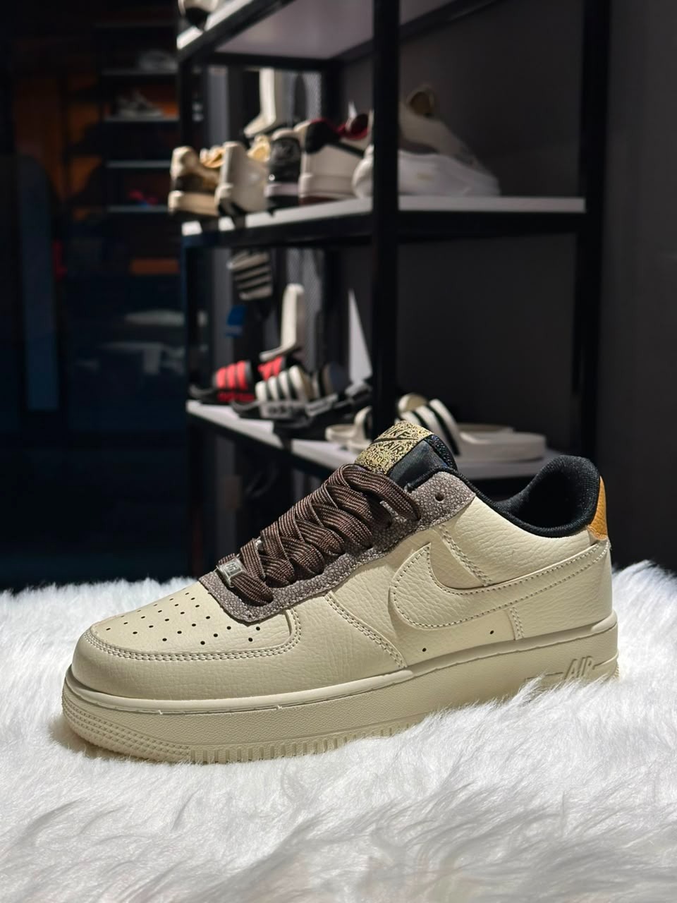 Nike Air Force 1 Low Premium Sneakers - Khaki Tan & Dark Brown