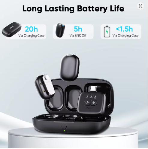 Ulanzi A30 Wireless Lavalier Microphone Audio Video Recording Noise Reduction Magnectic Mini Mic For iPhone 16 15 Android Phone