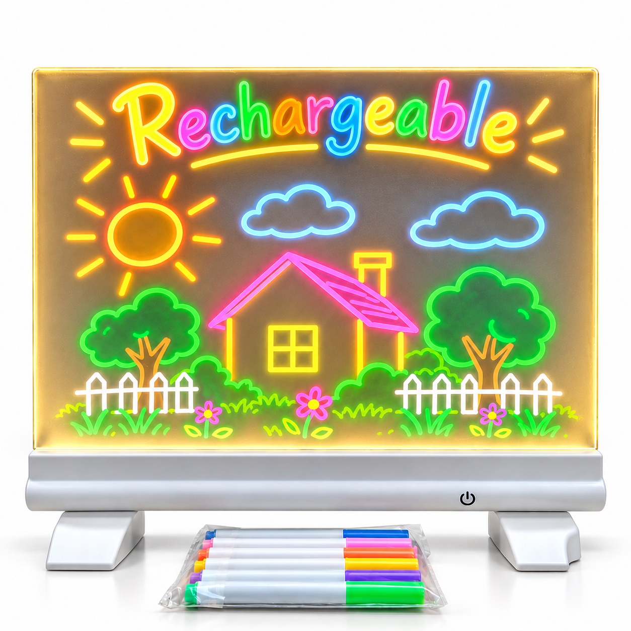Rechargeable LED Acrylic Writing Board with 7 Color Markers