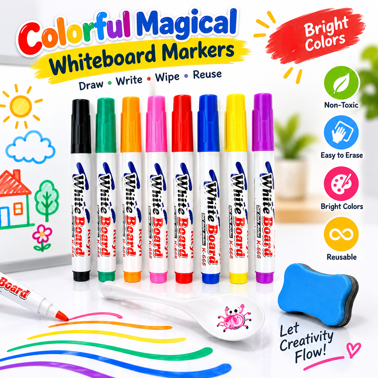 Colorful Magical Water Painting Whiteboard Markers