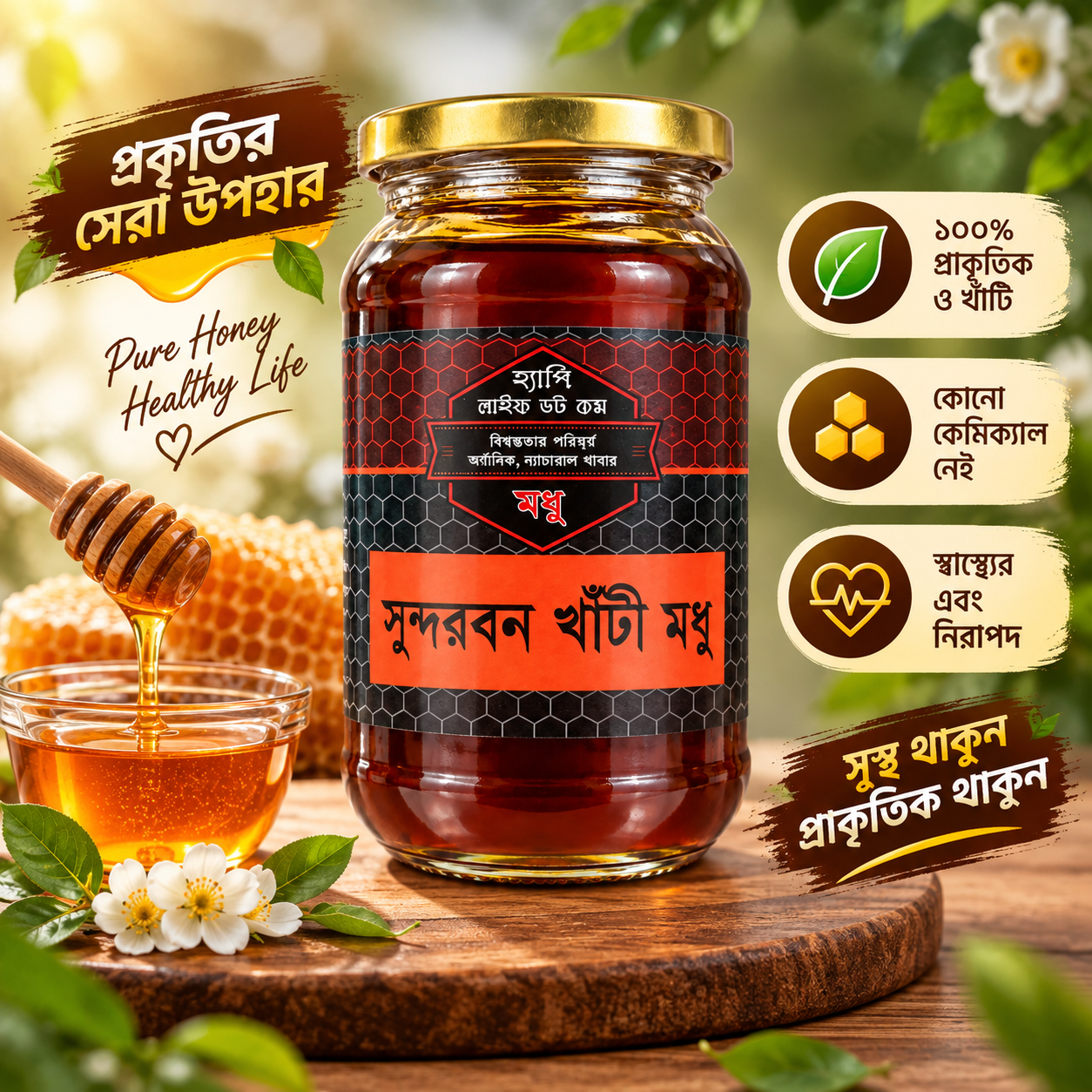 Happy Life Sundarban Pure Natural Honey – 500g